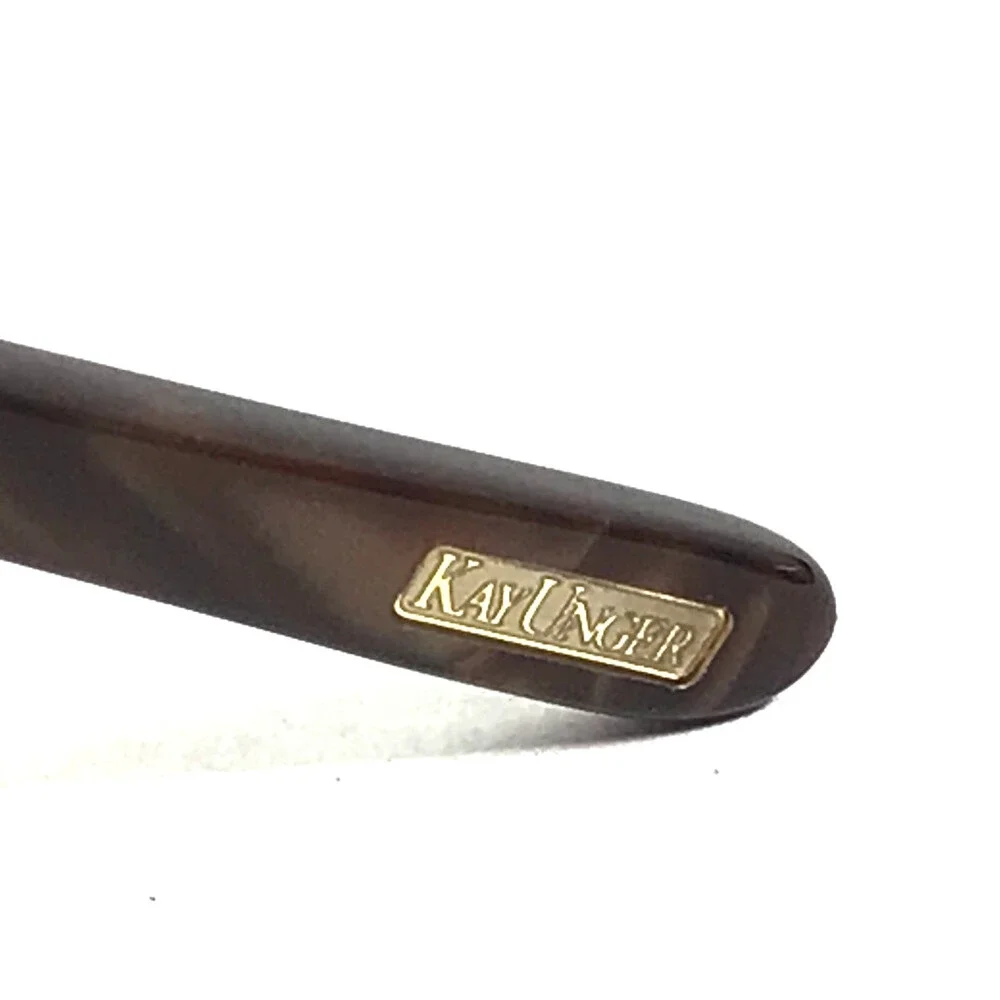 Kay Unger Eyeglasses Frames K141 BRN Brown Rectangle Marble Wire Rim 51-18-135